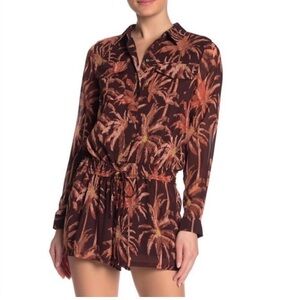 Scotch & Soda Brown and Orange Palm Print Romper